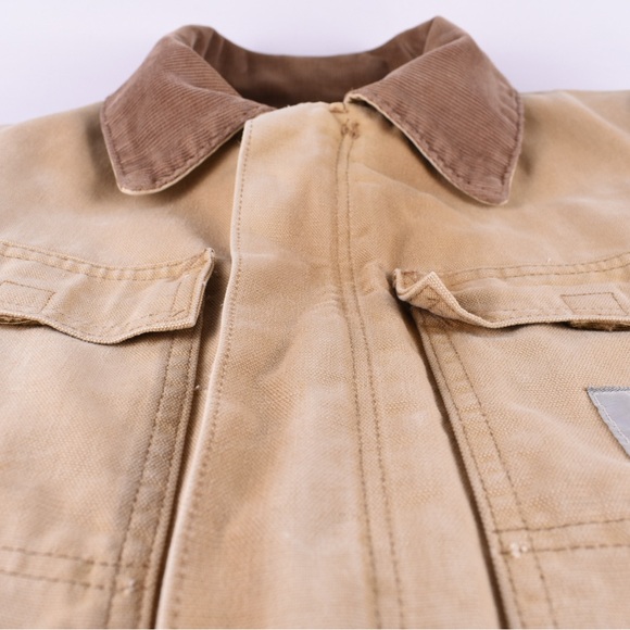 Vintage Carhartt Duck Canvas Work Jacket Tan Large - Picture 4 of 10